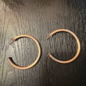 Sheila Fajl Brushed Rose Gold Hoops 2”